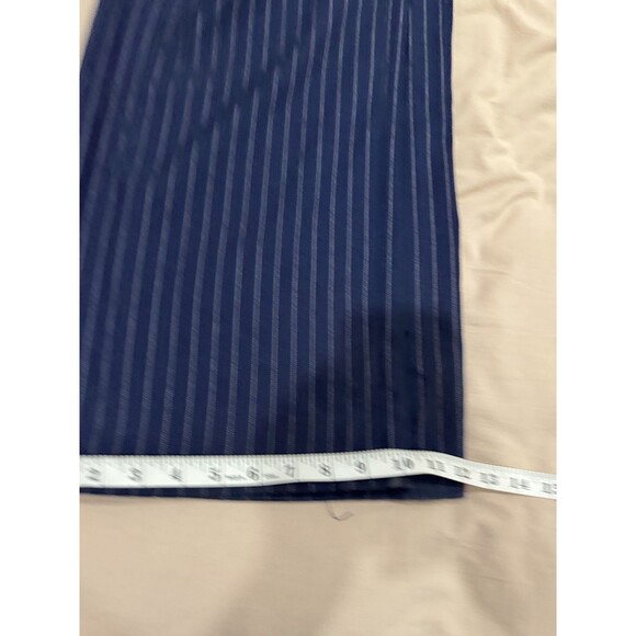 Saemdi Womens Navy L Pinstripe Overlapping Twill Free People Wide Leg Pants - Picture 10 of 11